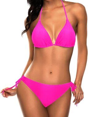 Stylish Triangle Bikini Set with Tie-Side Bottoms | Flattering Swimwear for